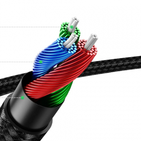 CABLU audio Ugreen, "AV112" stereo (3.5 mm jack T/T), conectori auriti, 1m, braided, albastru [3]