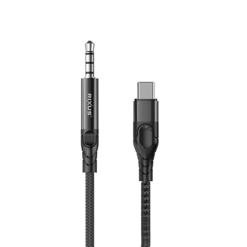 Cabluri - Cablu audio USB-C la AUX 3.5mm Rixus RXMU35C, 1.2m Negru