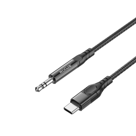 Cablu audio USB-C la AUX 3.5mm Rixus RXMU35C, 1.2m Negru [1]