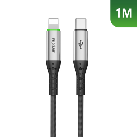 Accesorii - Cablu USB-C la Lightning Rixus RXUC22L, Oprire Automata la Incarcare Completa, 30W, 1m, Negru
