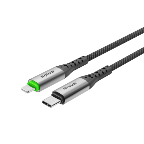 Cablu USB-C la Lightning Rixus RXUC22L, Oprire Automata la Incarcare Completa, 30W, 1m, Negru [1]