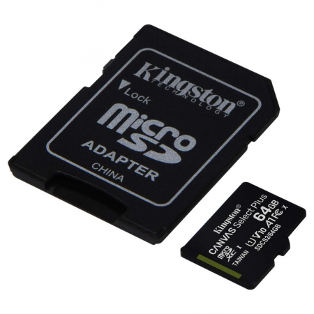 Card de memorie MicroSDXC 64GB Kingston Canvas Select Plus, clasa 10, standard UHS-I U1 - Adaptor inclus [1]