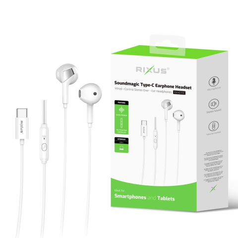 Accesorii - Casti Handsfree USB Type-C cu Microfon si Control Volum, Rixus RXHD19C Soundmagic