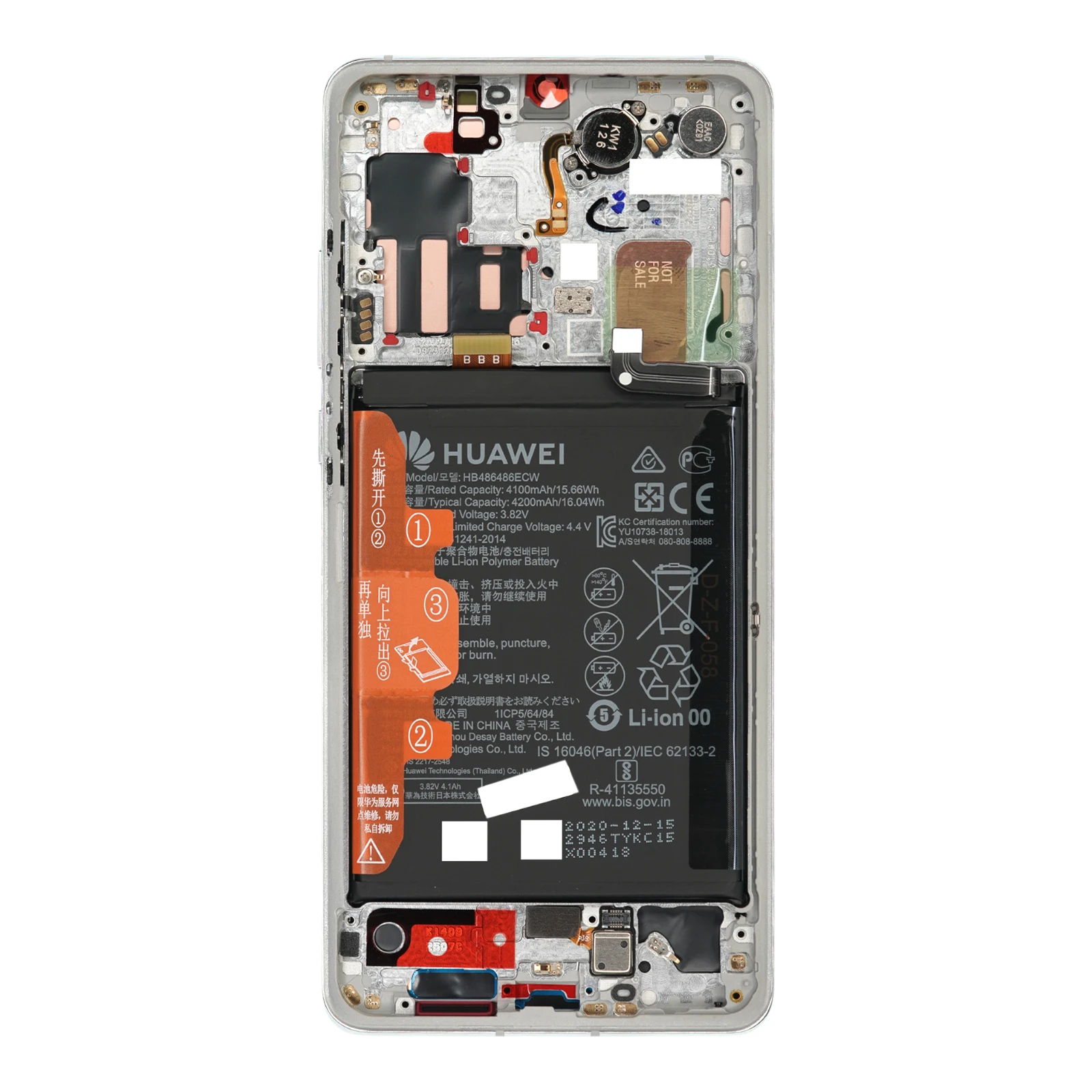 Ecrane Huawei / Honor - Display Huawei P30 Pro / P30 Pro New Edition, Silver Frost, cu rama si acumulator (Original Service Pack)