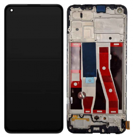 Ecrane Oppo / Realme - Display compatibil Oppo Reno 5 lite, negru, OLED - cu Rama