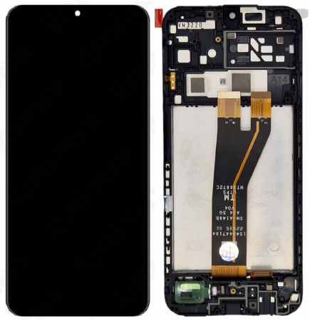 seria A - Display compatibil Samsung A14 5G (A146B / A145F), negru / conector mare - cu Rama