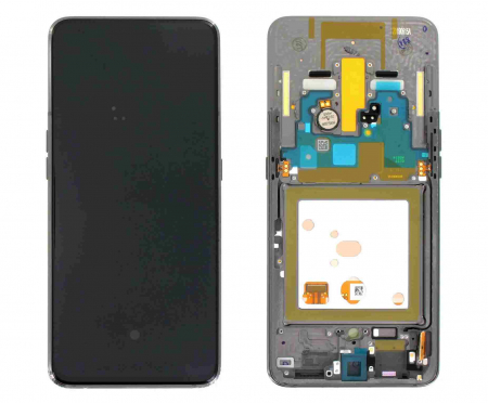 Ecrane Samsung - Ecran display cu rama Samsung A80 (A805), Negru (Original Service Pack)