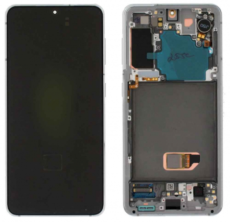 seria S - Ecran display cu rama Samsung S21 5G (G991), Phantom White (Original Service Pack)