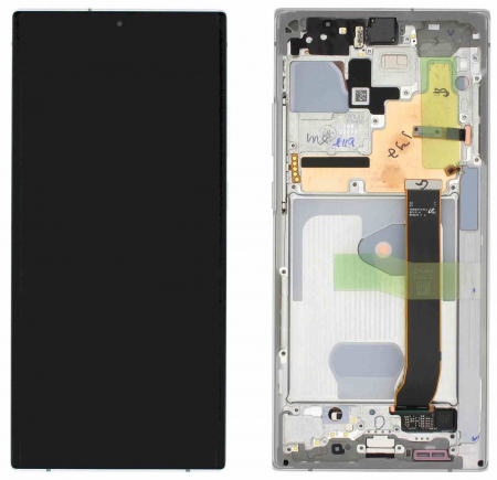 seria N(note) - Ecran display cu rama Samsung Note 20 Ultra 4G/ 5G (N985/ N986), Alb - include camera selfie, (Original Service Pack)