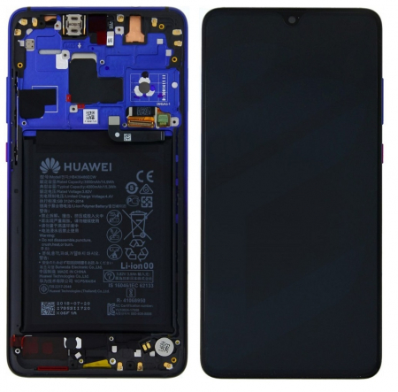 Ecrane Huawei / Honor - Ecran display Huawei Mate 20, Twilight, cu rama si acumulator (Original Service Pack)