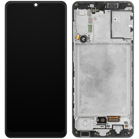 seria A - Ecran display Samsung A31 (A315) cu rama, Negru (Original Service Pack)