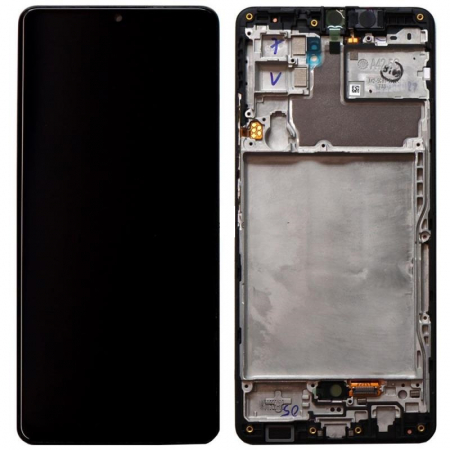 seria A - Ecran display cu rama Samsung A42 5G/ M42 5G (A426/M426) Negru, (Original Service Pack)