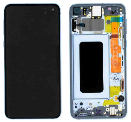 Ecrane Samsung - Ecran display Samsung cu rama S10e (G970), Prism Blue (Original Service Pack)