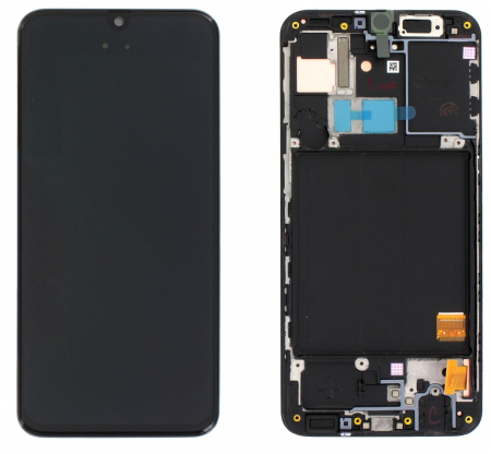 seria A - Ecran display cu rama Samsung A40 (A405), negru (Original Service Pack)