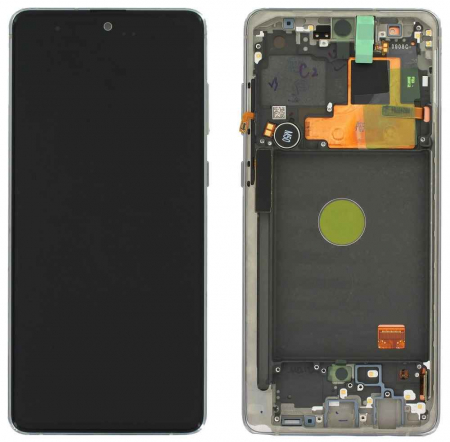 seria N(note) - Ecran display Samsung Note 10 Lite (N770) Aura Glow / Silver, cu rama (Original Service Pack)
