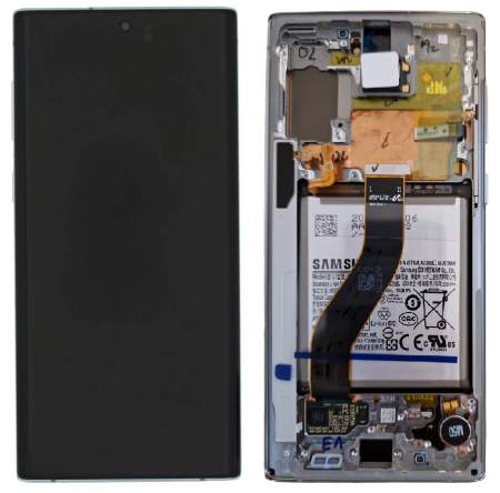 seria N(note) - Ecran display Samsung Note 10 (N970) Aura Glow / Silver, cu rama si acumulator (Original Service Pack)