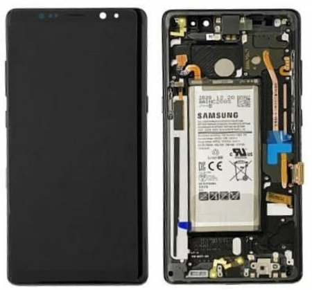 seria N(note) - Ecran display Samsung Note 8 (N950) Black, cu rama si acumulator (Original Service Pack)