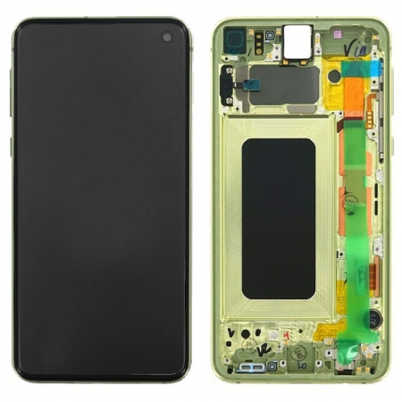 Ecrane Samsung - Ecran display Samsung cu rama S10e (G970), Canary Yellow, (Original Service Pack)