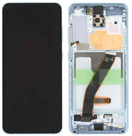 Ecrane Samsung - Ecran display Samsung S20 4G/ 5G (G980/G981) Blue, cu rama si Camera selfie (Original Service Pack)