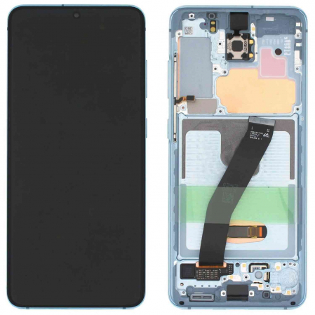 Ecrane Samsung - Ecran display cu rama Samsung S20 4G/ 5G (G980/ G981), Blue (Original Service Pack)