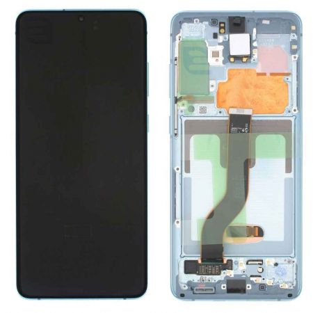 seria S - Ecran display Samsung S20 Plus 4G/ 5G (G985/ G986) Cloud Blue, cu rama (Original Service Pack)