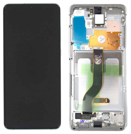 Ecrane Samsung - Ecran display Samsung S20 Plus 4G/ 5G (G985/ G986) White, cu rama (Original Service Pack)