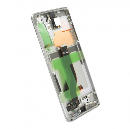 Ecran display Samsung S20 Plus 4G/ 5G (G985/ G986) White, cu rama si Camera selfie (Original Service Pack) [1]
