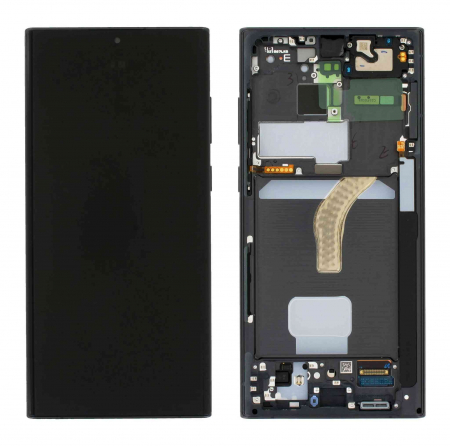 seria S - Ecran display Samsung S22 Ultra (S908), Phantom Black, cu rama (Original Service Pack)