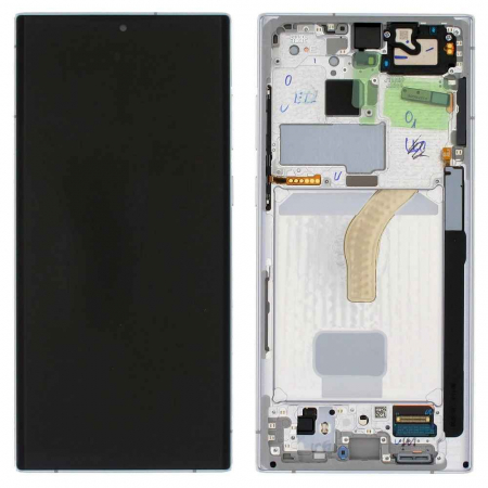 seria S - Ecran display Samsung S22 Ultra (S908) White, cu rama (Original Service Pack)