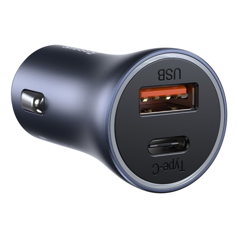 Incarcatoare - Incarcator Auto Baseus Golden Contactor Pro 40W, USB-C + USB-A, Gri - CCJD-0G
