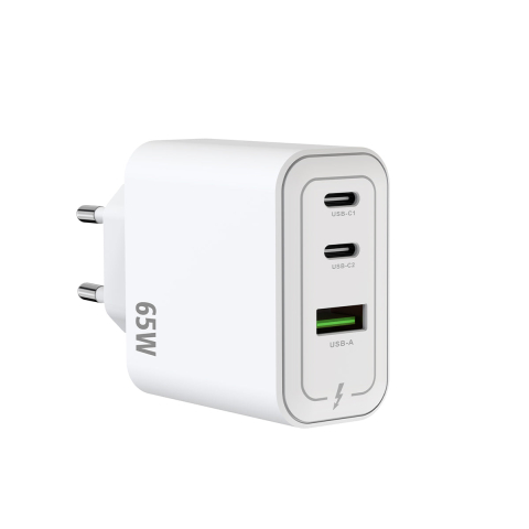 Accesorii - Incarcator retea Rixus 65W GaN USB-C + USB-A multi port alb (RXHC67)