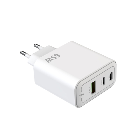 Incarcator retea Rixus 65W GaN USB-C + USB-A multi port alb (RXHC67) [2]