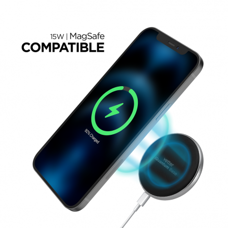 Incarcator wireless iQuantum Base, 15W MagSafe Compatible Charger for iPhone, Aluminum, vetter [1]