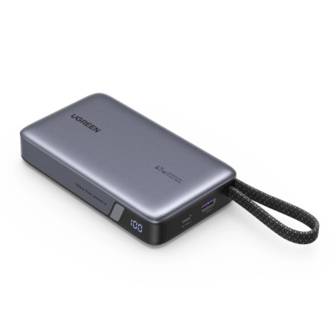 Power Bank UGREEN PB550 20000mAh, 67W, Cablu USB-C Integrat, Display Digital, Gri [1]