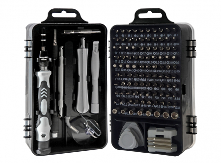 Trusa reparatii smartphone, SPACER, functii: insurubare si reparat, 122 produse: 101 capete de surubelnita, surubelnita clasica, penseta si clipsuri deschidere telefon [1]