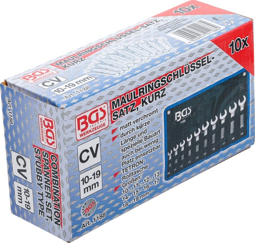 Set chei combinate, extra scurte, 10-19 mm, 10 piese BGS 1188 [6]