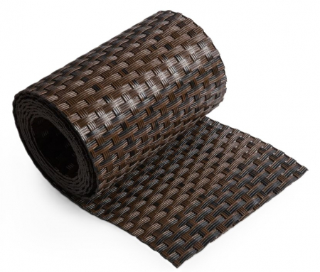 Benzi PolyRattan - Banda intimitate, opacizare gard, Rattan Tehnic, 19cm x 2,5m, maro mix