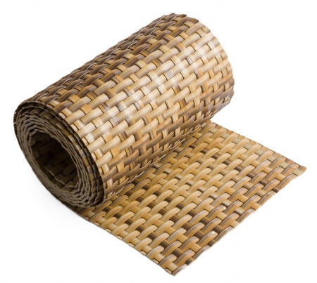 Benzi PolyRattan - Banda intimitate, opacizare gard, Rattan Tehnic, 19cm x 2,5m, maro pai