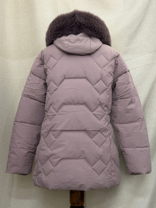 Geacă lungă roz pudră cu guler detașabil [2]