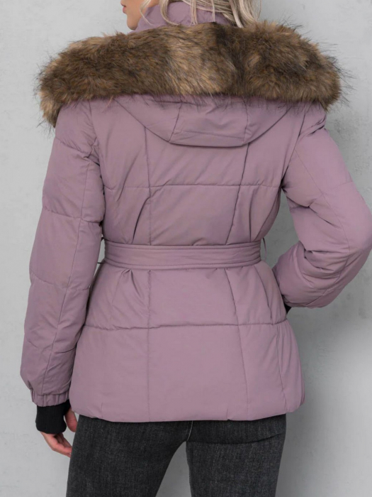 Geaca scurtă cu blăniță si cordon lila [2]