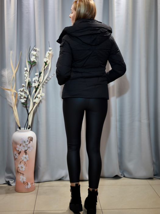 Geacă scurtă de fâș neagră [2]