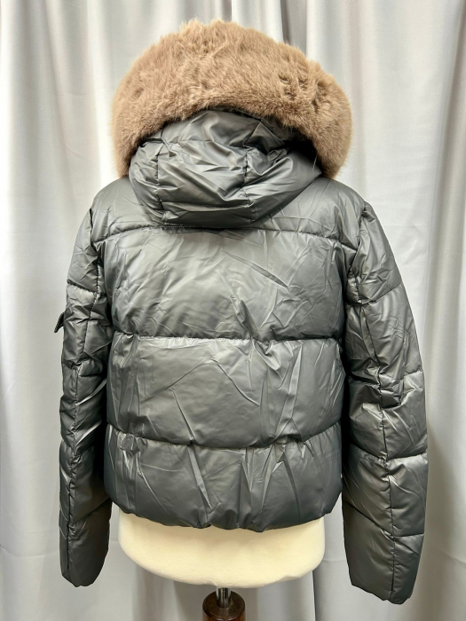 Geacă scurtă gri cu guler detașabil [2]