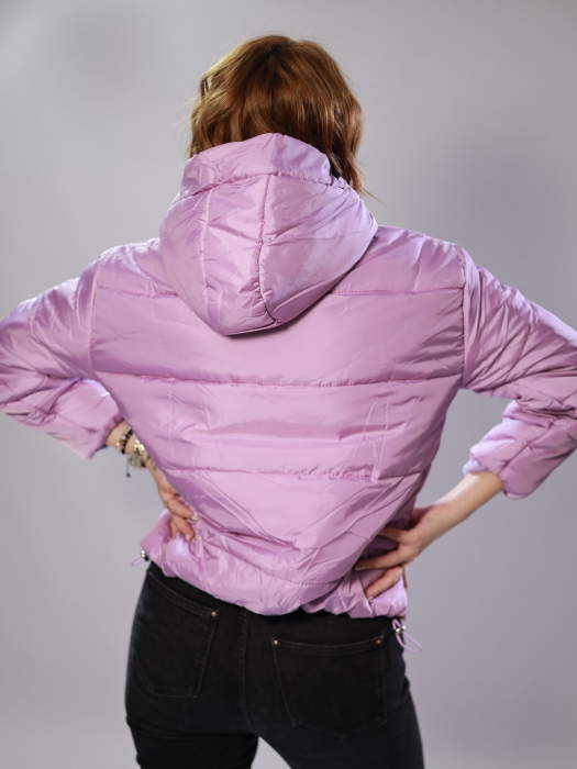 Geacă scurtă lila cu glugă [2]
