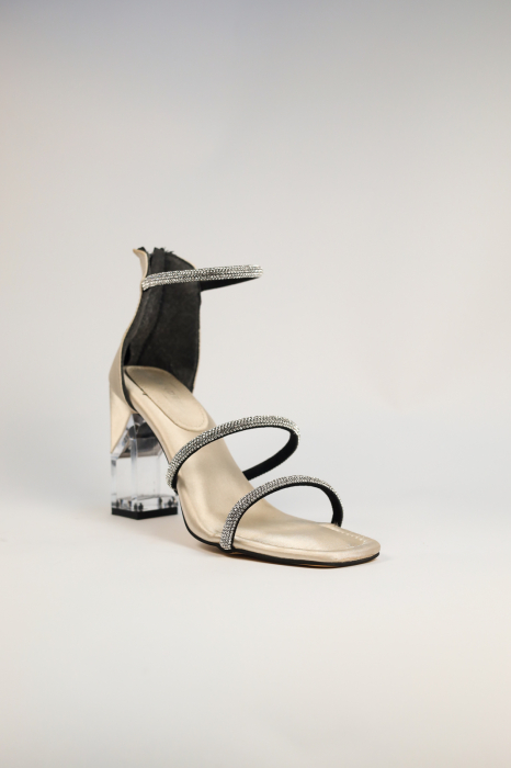 Sandale elegante bej cu toc transparent [2]