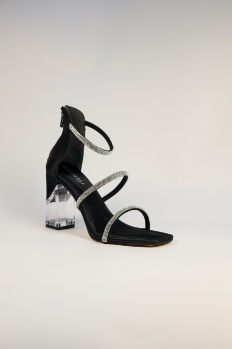 Sandale elegante negre cu toc transparent [3]