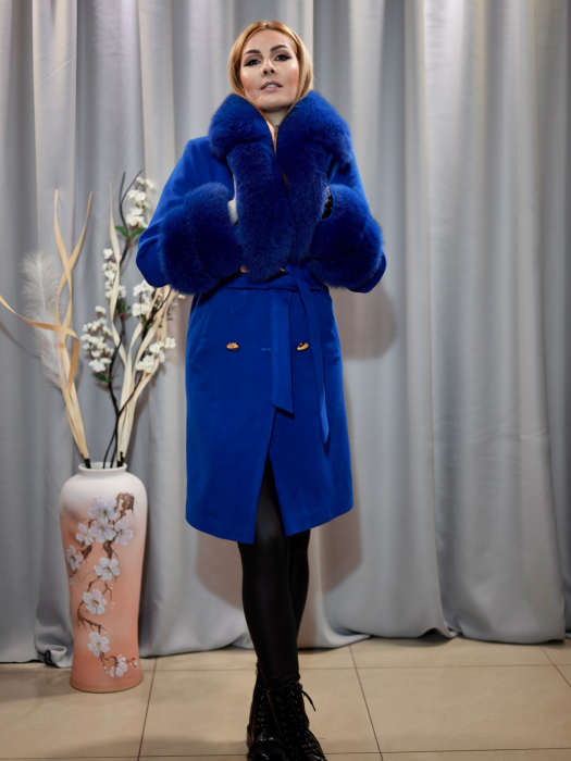 Palton cașmir albastru elctric [3]