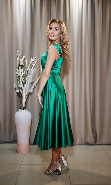 Rochie midi elegantă cloș verde [3]