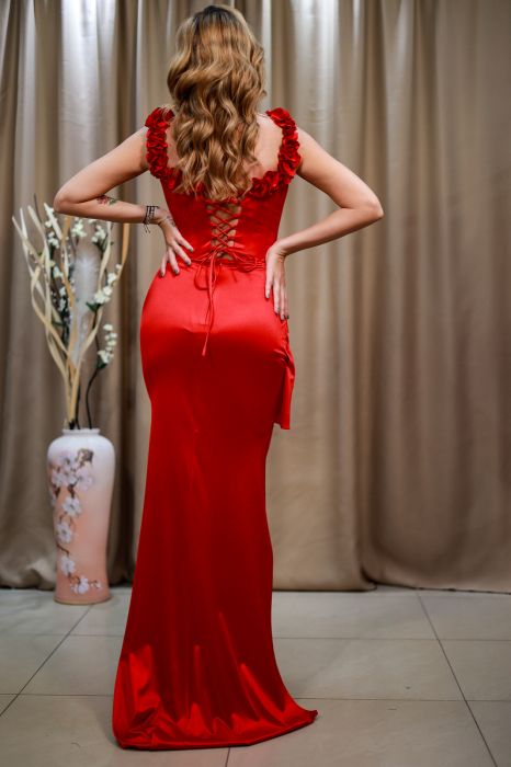 Rochie lungă eleganta conică roșie [2]