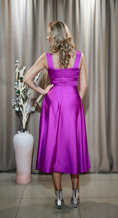 Rochie midi elegantă cloș mov [2]