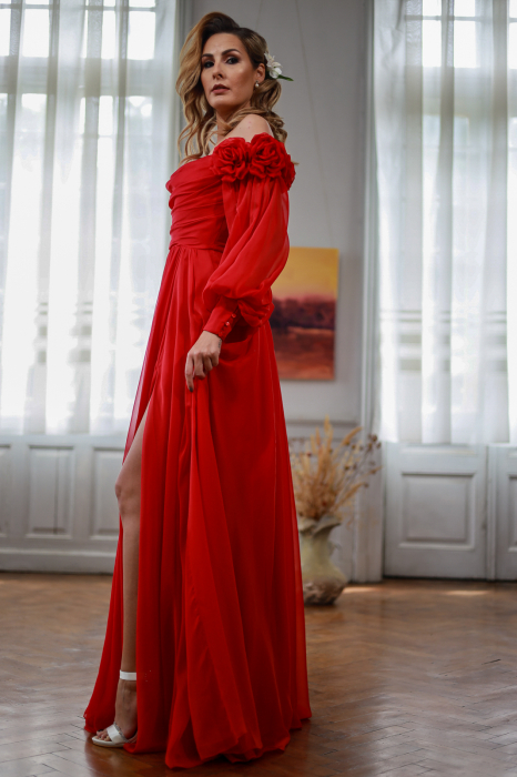 Rochie lungă elegantă roșie model 3D [2]